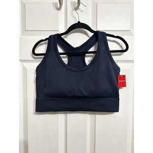 NWT Spanx 2X rib seamless medium impact support sports bra navy haze 50238R yoga